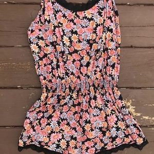 Floral Romper with Lace Details
